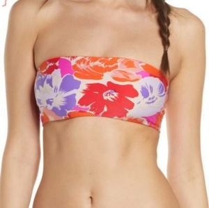 Lspace Floral Backless Bandeau Tie Bikini Top